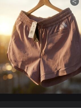 adidas women’s Dusty Pink Athletic Shorts with Elastic Wats